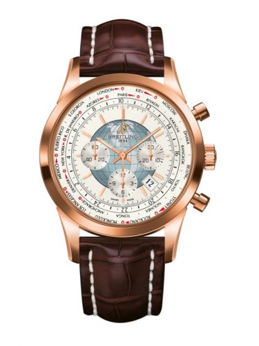 Transocean Chronograph Unitime Red Gold / Silver / Croco