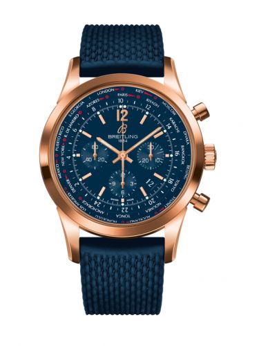 Transocean Chronograph Unitime Pilot Red Gold / Blue / Rubber