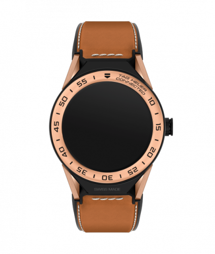 Carrera Connected Modular 45 Black Titanium / Rose Gold / Brown Calf