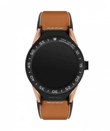 Carrera Connected Modular 45 Black Titanium / Rose Gold / Ceramic / Brown Calf