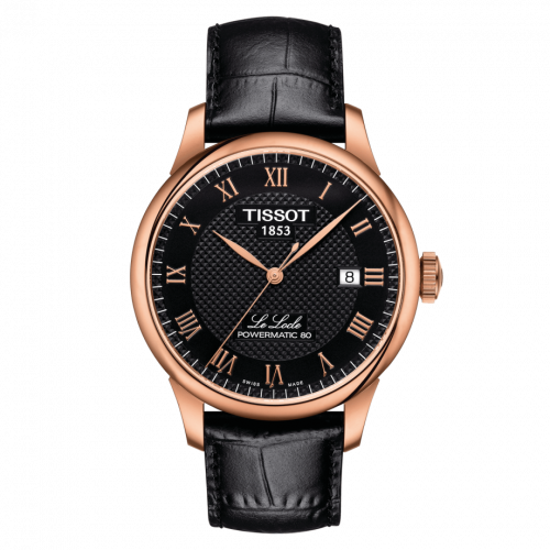 Le Locle Powermatic 80 39.3 Rose Gold PVD / Black / Strap