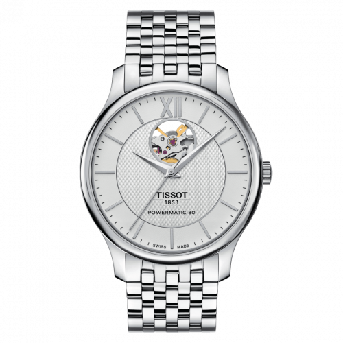 Tradition Powermatic 80 Open Heart 40 Stainless Steel / Silver / Bracelet