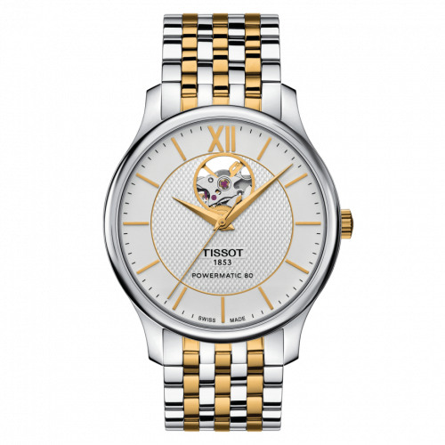 Tradition Powermatic 80 Open Heart 40 Stainless Steel / Yellow Gold PVD / Silver / Bracelet