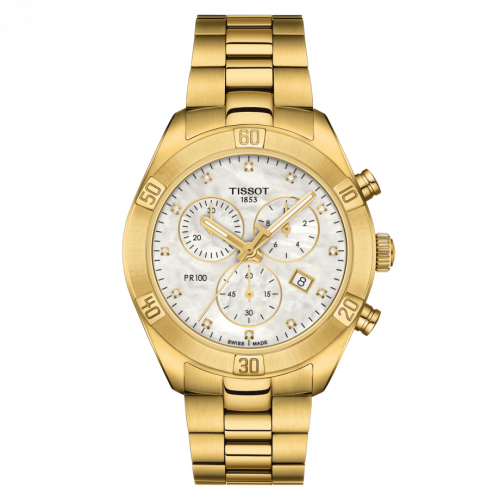 PR 100 Sport Chic Chronograph 38 Yellow Gold PVD / MOP / Bracelet