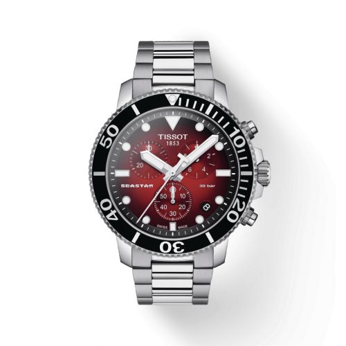 Seastar 1000 Chronograph Quartz 45.5 Stainless Steel / Red Gradient / Bracelet