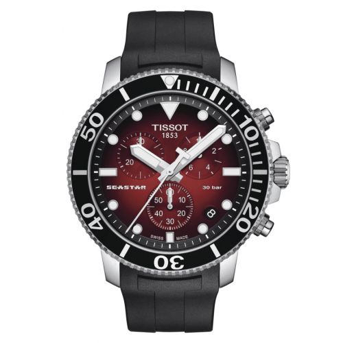 Seastar 1000 Chronograph Quartz 45.5 Stainless Steel / Gradient Red / Rubber