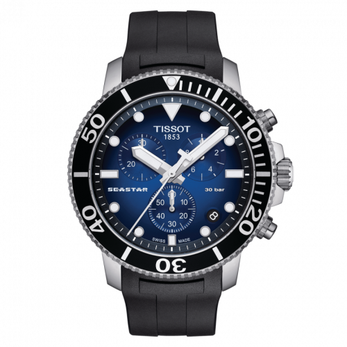 Seastar 1000 Chronograph Quartz 45.5 Stainless Steel / Gradient Blue / Rubber