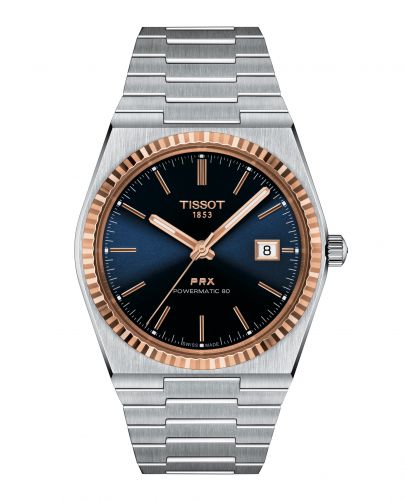 PRX Powermatic 80 Stainless Steel / Rose Gold / Blue