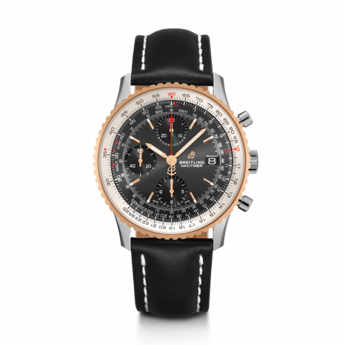 Navitimer 1 Chronograph 41 Stainless Steel / Red Gold / Black / Calf / Folding