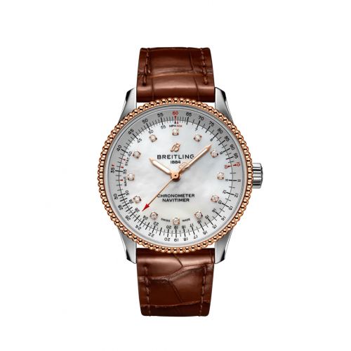 Navitimer 1 35 Automatic Stainless Steel / Red Gold / MOP / Croco / Folding