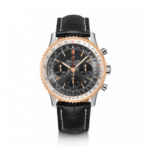 Navitimer 1 B01 Chronograph 43 Stainless Steel / Red Gold / Grey / Croco / Folding