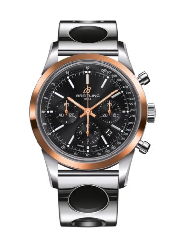 Transocean Chronograph Stainless Steel Red Gold / Black / Air Racer