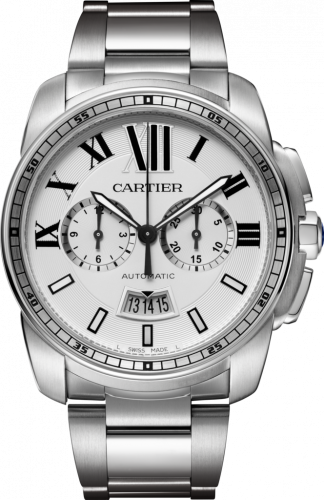 Calibre de Cartier Chronograph Stainless Steel / Silver / Bracelet