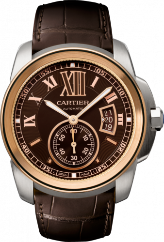 Calibre de Cartier 42 Stainless Steel / Pink Gold / Chrocolate