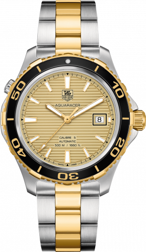 Aquaracer 500M Calibre 5 41 Stainless Steel / Yellow Gold / Champagne / Bracelet