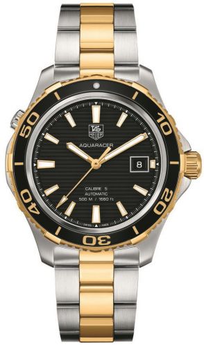 Aquaracer 500M Calibre 5 41 Stainless Steel / Yellow Gold / Black / Bracelet