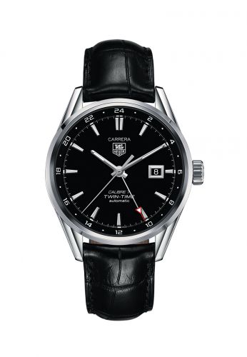 Calibre 7 Twin Time Stainless Steel / Black / Alligator