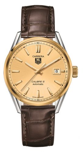 Carrera Calibre 5 39 Stainless Steel / Yellow Gold / Champagne / Alligator