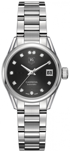 Carrera Calibre 9 28 Stainless Steel / Black - Diamond / Bracelet