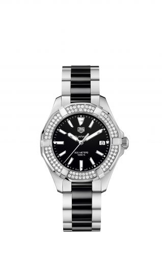 Aquaracer 300M Quartz 35 Stainless Steel / Diamond / Black / Bracelet