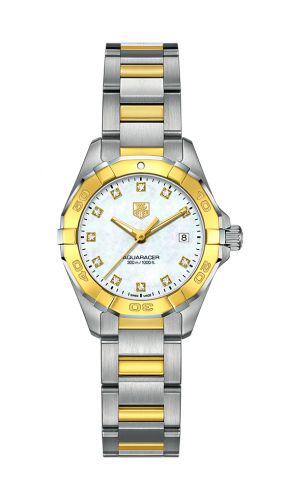Aquaracer 300M Quartz 27 Stainless Steel / Yellow Gold / MOP - Diamond / Bracelet