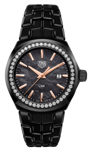 Link Quartz 32mm Black Ceramic / Diamond / Black MOP